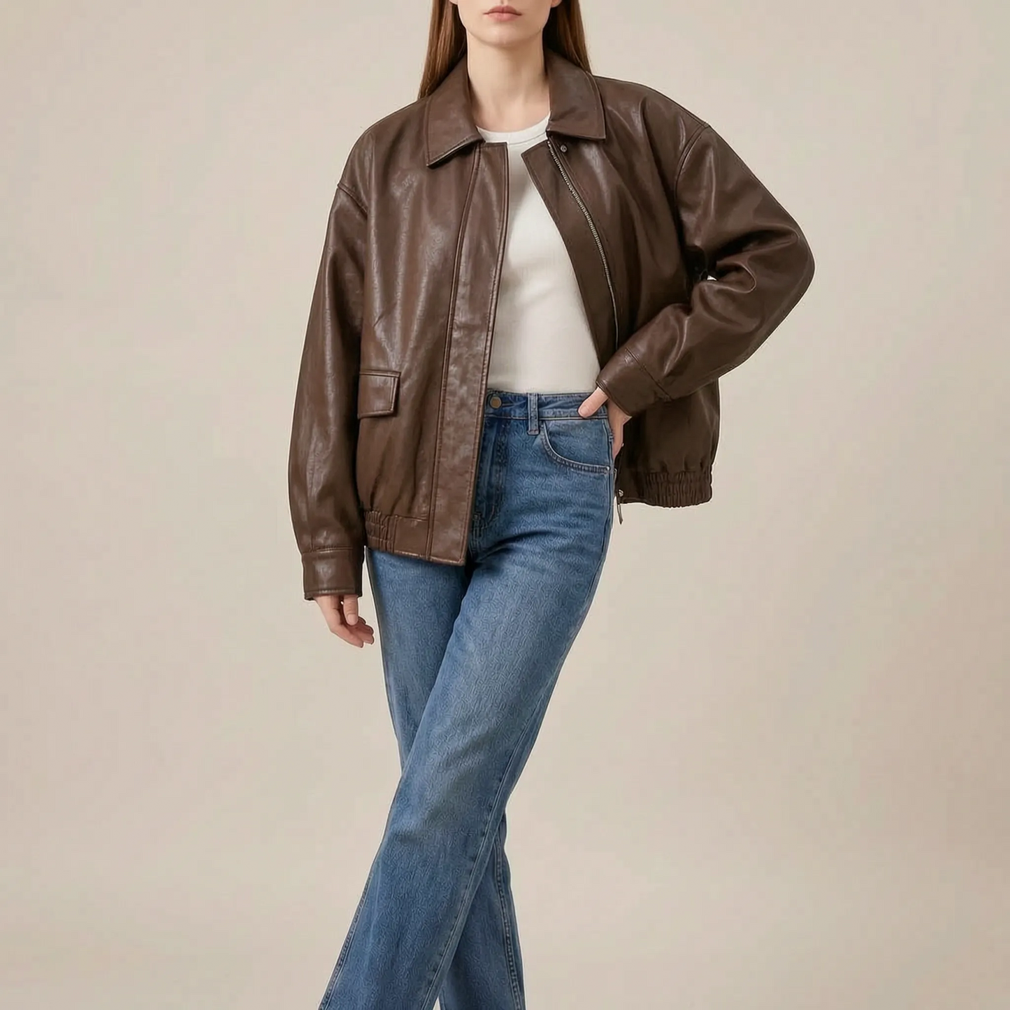 Caleva | Lockere Vintage Bikerjacke