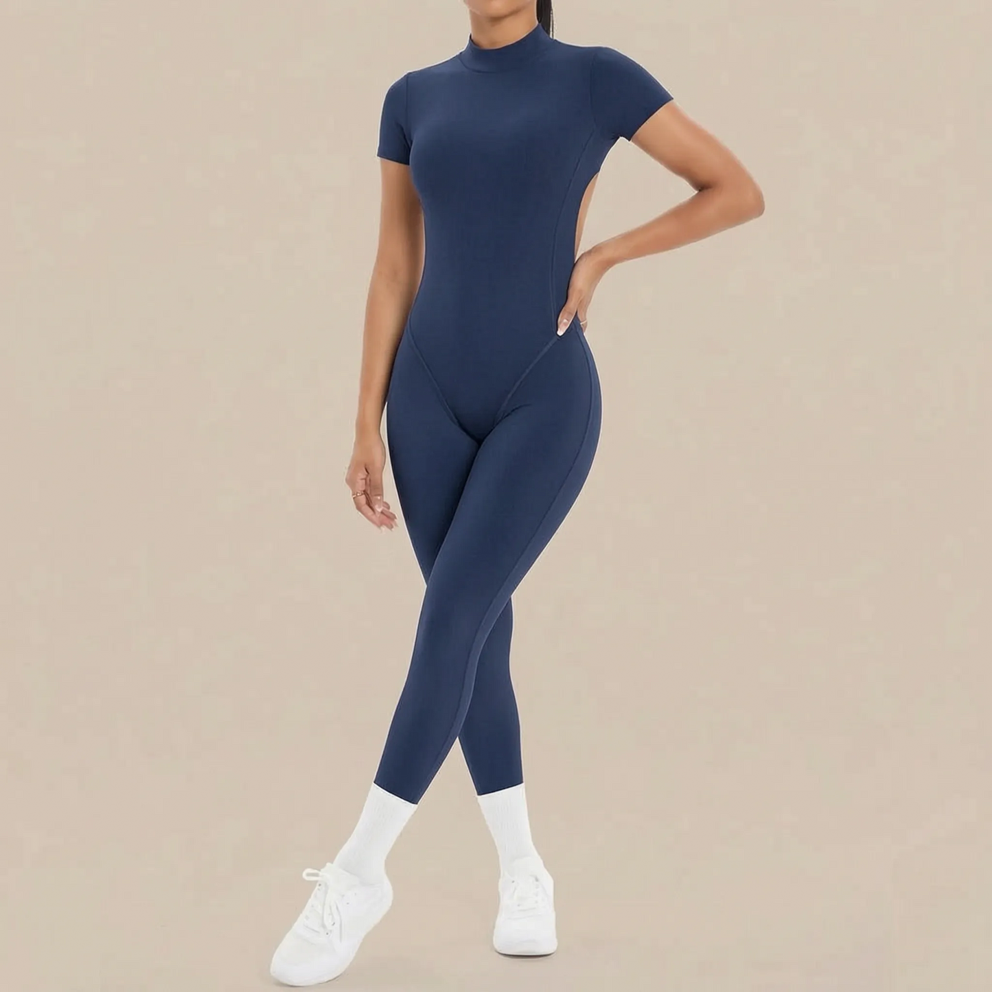 Flexive | Kurzärmeliger Sport-Jumpsuit Mit Rückenausschnitt