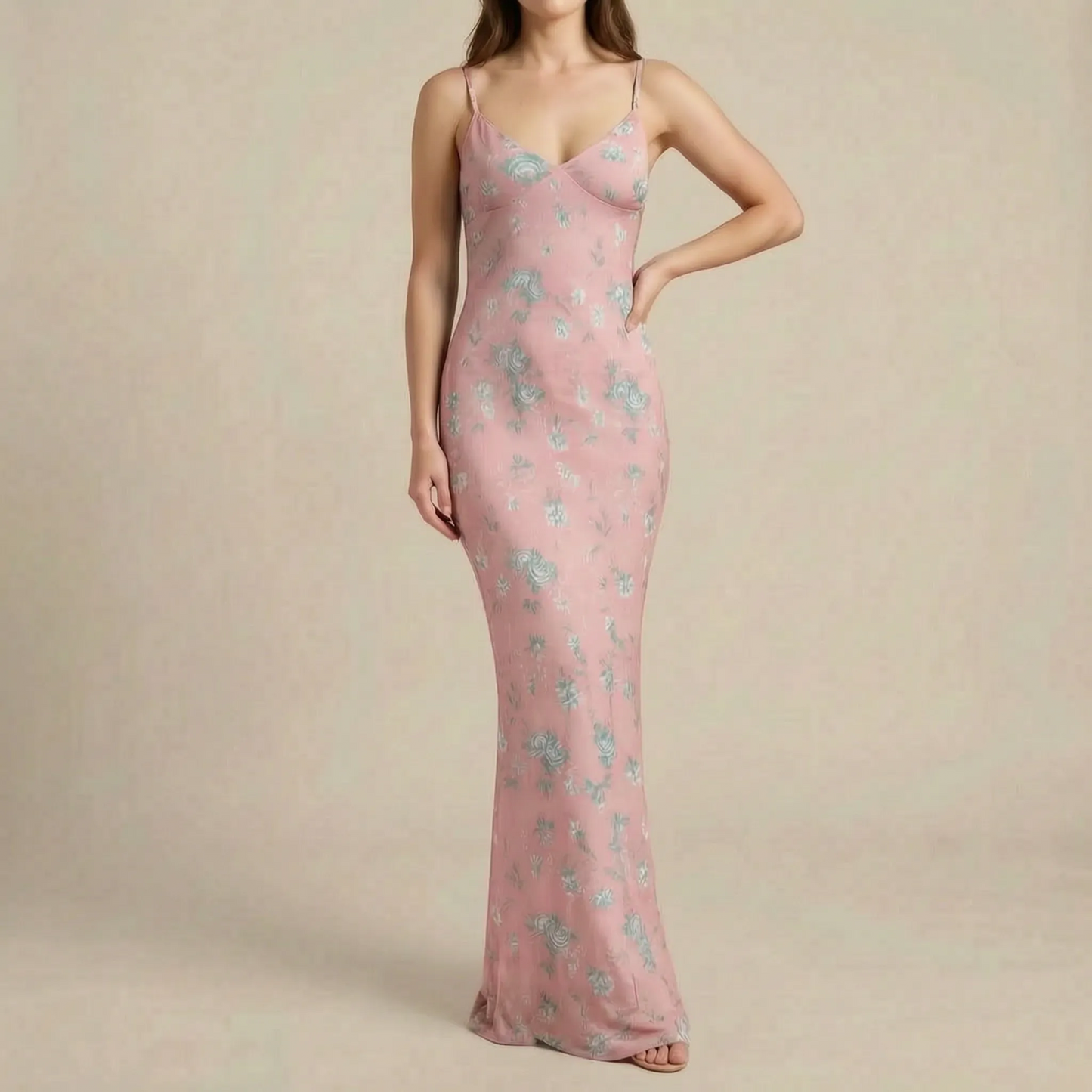 Maxella | Figurbetontes Florales Maxikleid