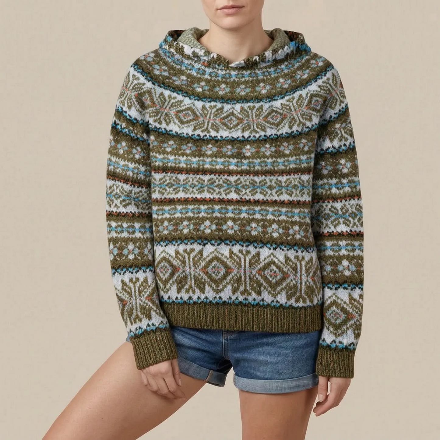 Nordvibe | Bedruckter Kapuzenpullover Mit Nordischem Muster