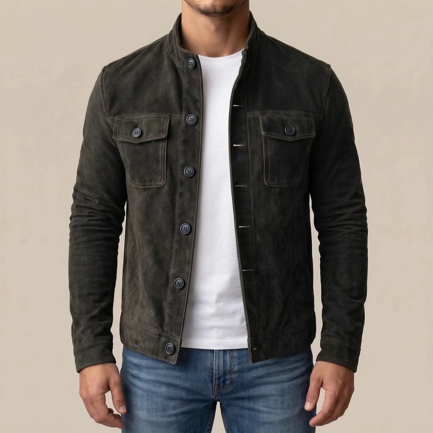 Vintaro | Strukturierte Herrenjacke Mit Knopfleiste