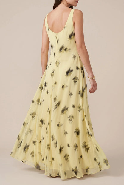 Aeriya | Fließendes Midi-Kleid Mit Abstraktem Print