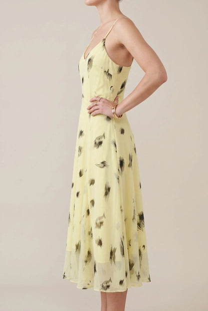 Aeriya | Fließendes Midi-Kleid Mit Abstraktem Print