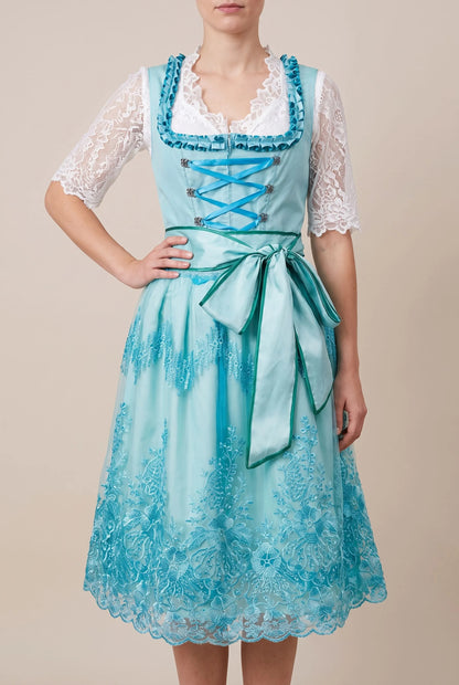 AlpineCharm | Zweiteiliges Dirndl Mit Floraler Schürze