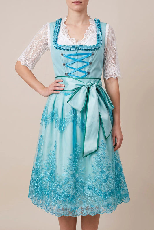 AlpineCharm | Zweiteiliges Dirndl Mit Floraler Schürze