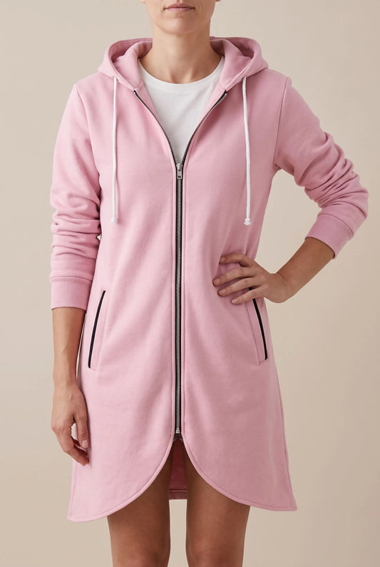 Aluna | Lange Kapuzenjacke Mit Reißverschluss