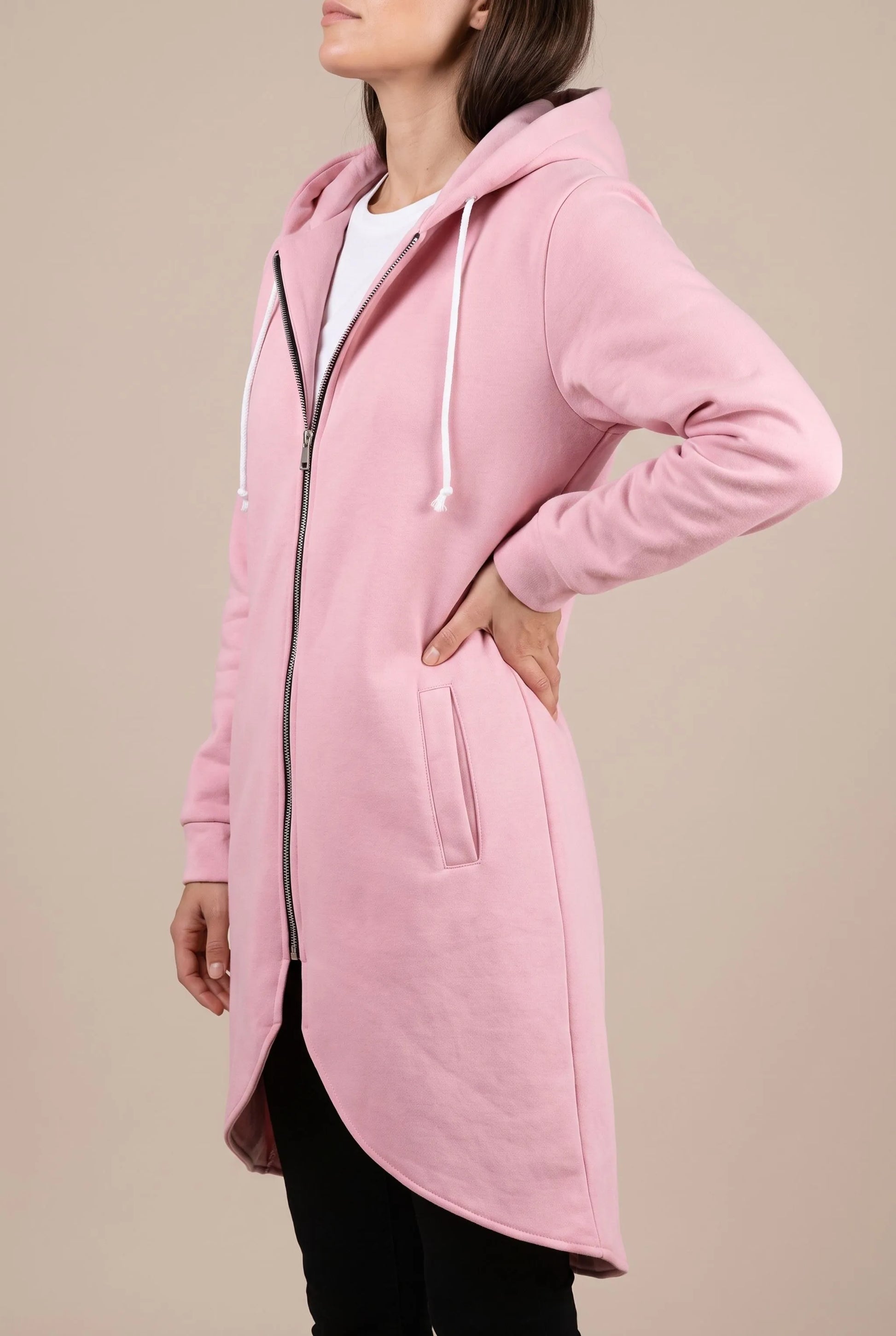 Aluna | Lange Kapuzenjacke Mit Reißverschluss