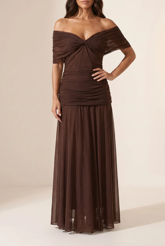 AuraDress | Elegantes Schulterfreies Maxi-Abendkleid