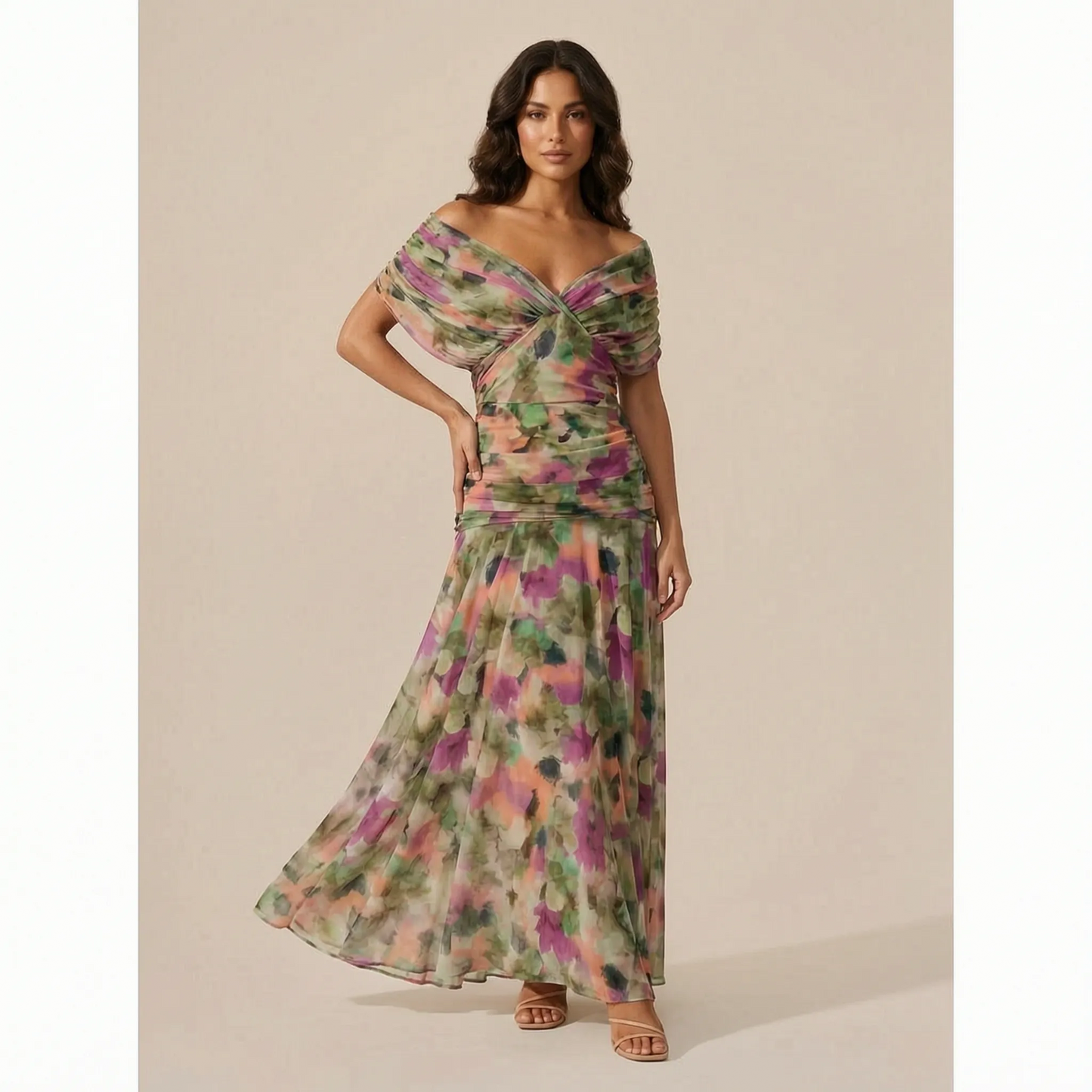 AuraDress | Elegantes Schulterfreies Maxi-Abendkleid