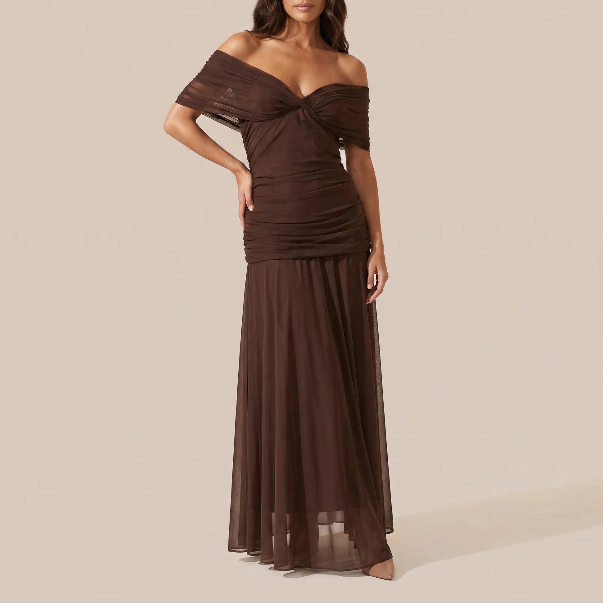 AuraDress | Elegantes Schulterfreies Maxi-Abendkleid
