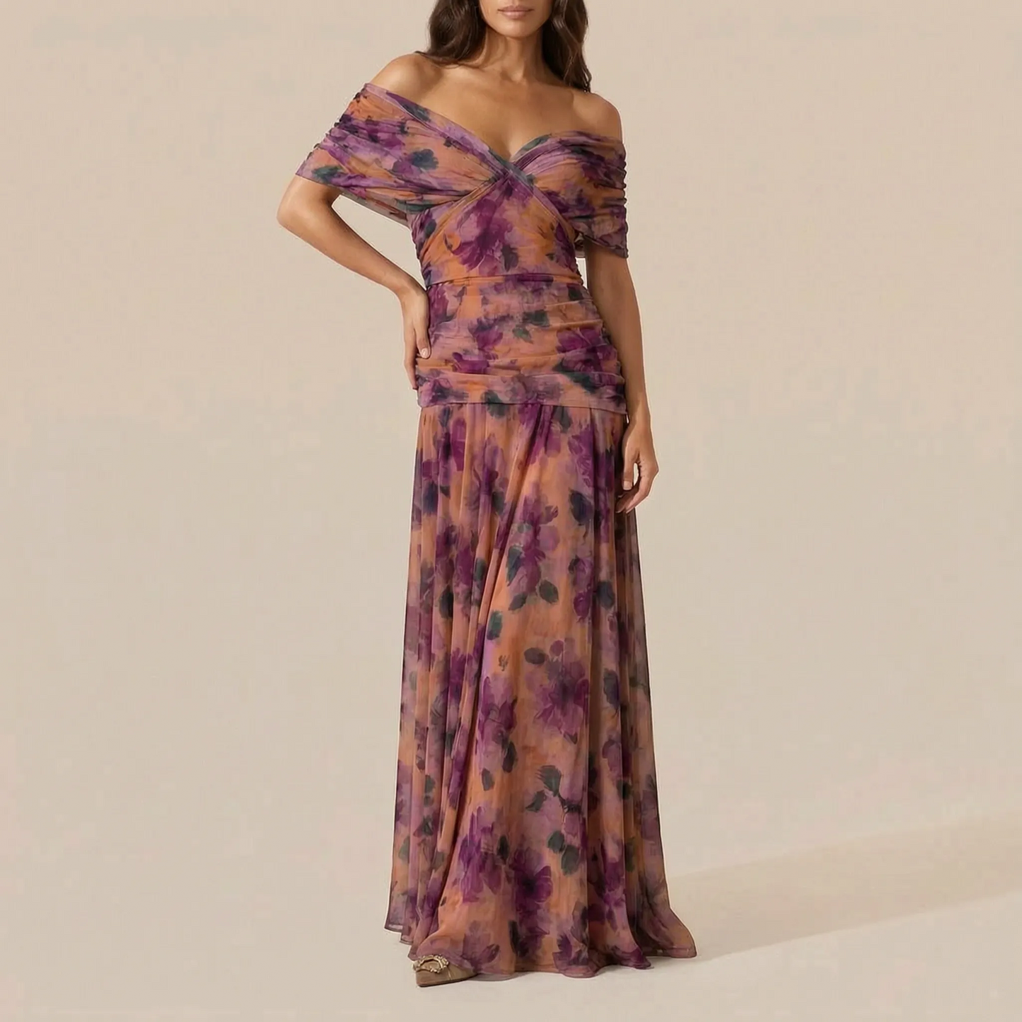 AuraDress | Elegantes Schulterfreies Maxi-Abendkleid