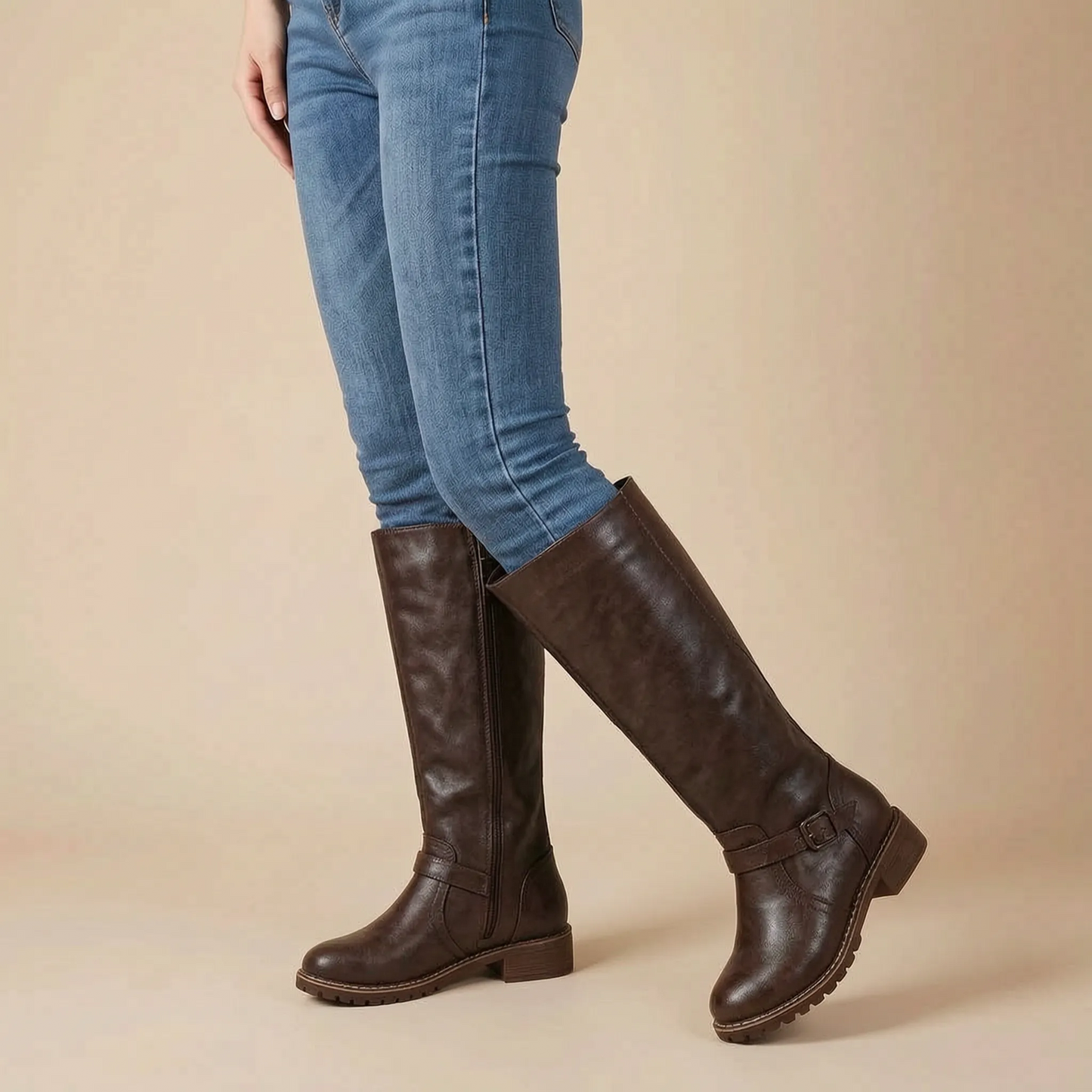 AutumnStride | Braune Kniehohe Damenstiefel