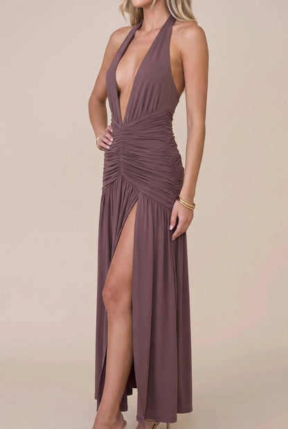 Avenna | Langes Fließendes Abendkleid Neckholder