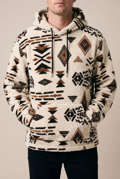 Azteqo | Flauschiger Kapuzenpullover Mit Geometrischem Muster