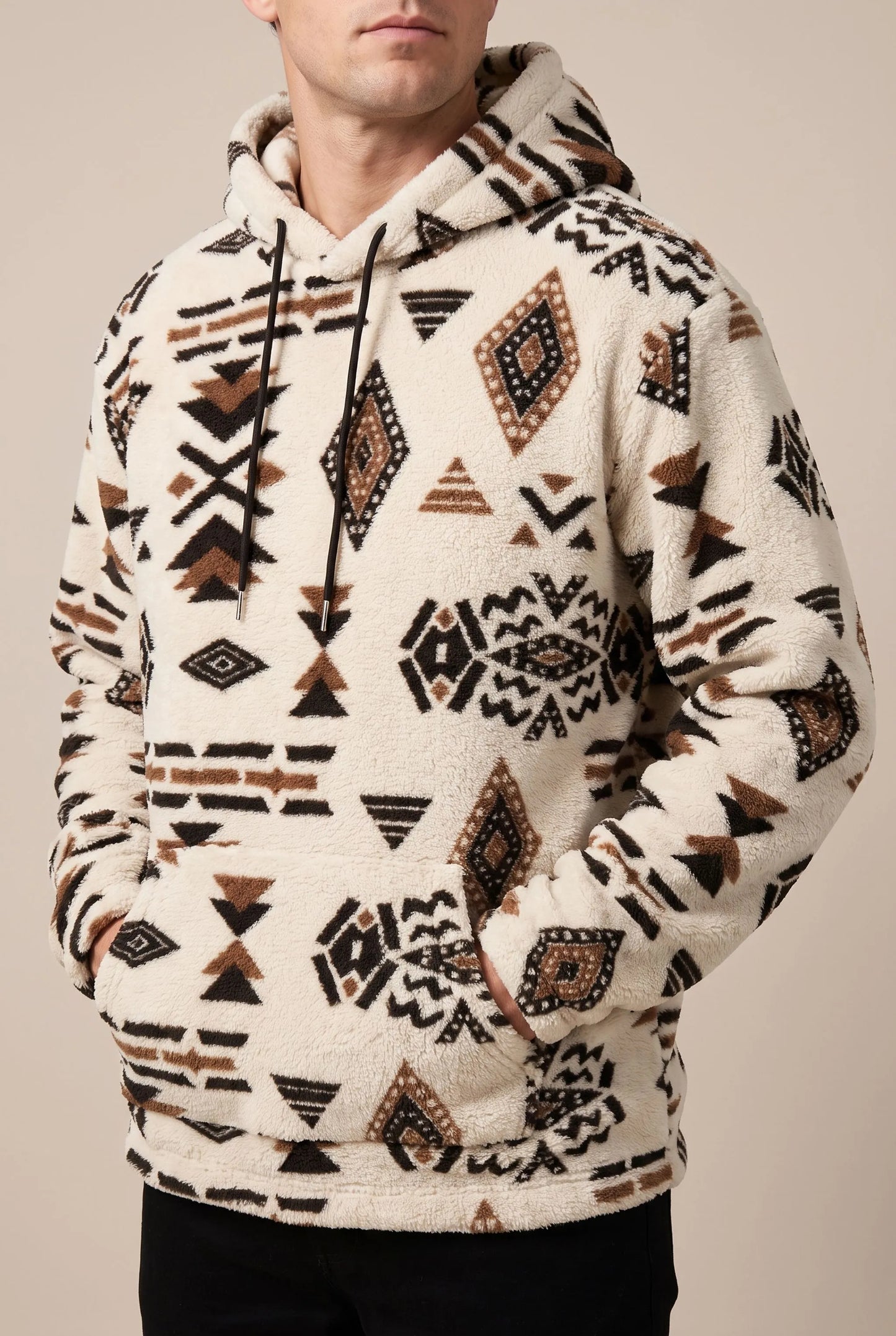 Azteqo | Flauschiger Kapuzenpullover Mit Geometrischem Muster