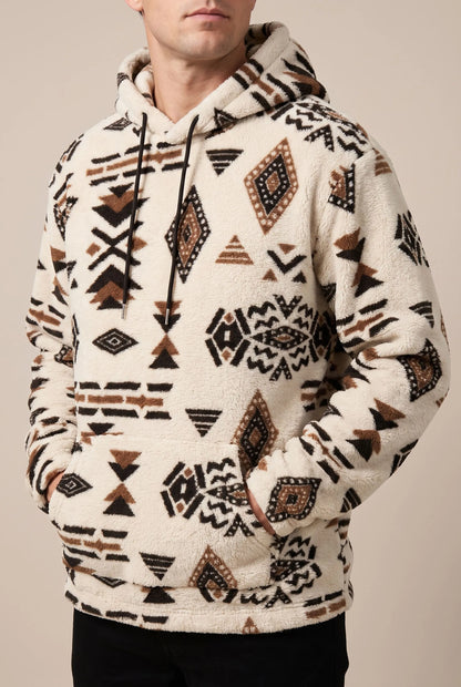 Azteqo | Flauschiger Kapuzenpullover Mit Geometrischem Muster