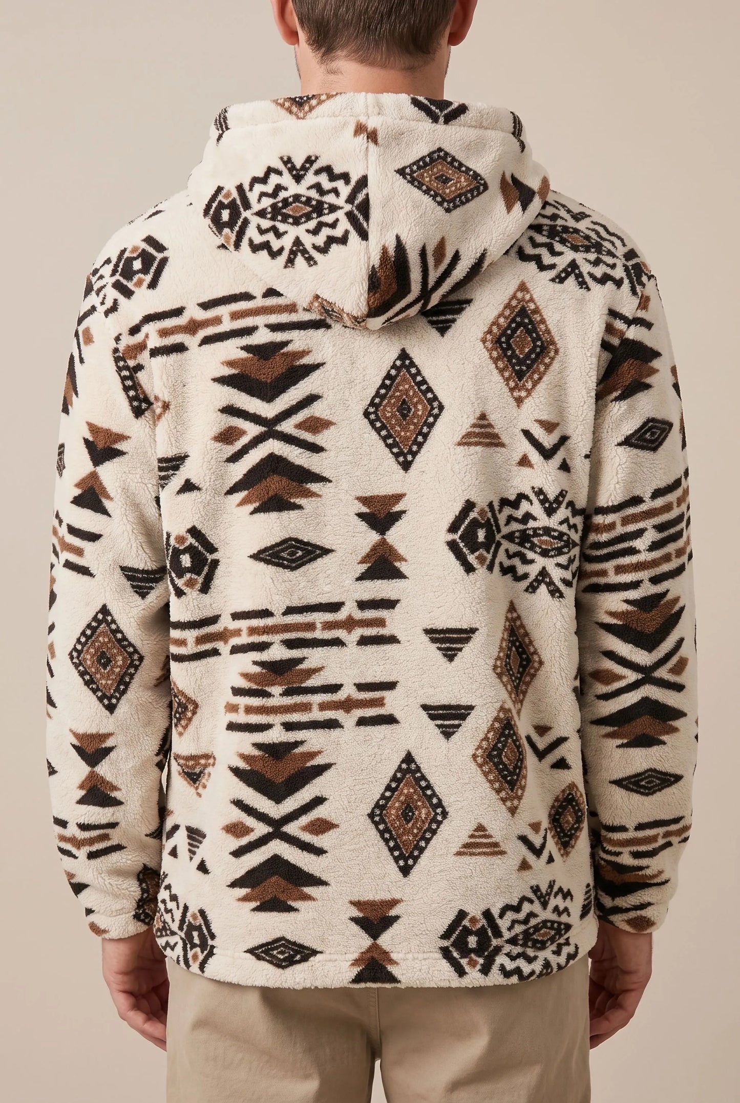 Azteqo | Flauschiger Kapuzenpullover Mit Geometrischem Muster
