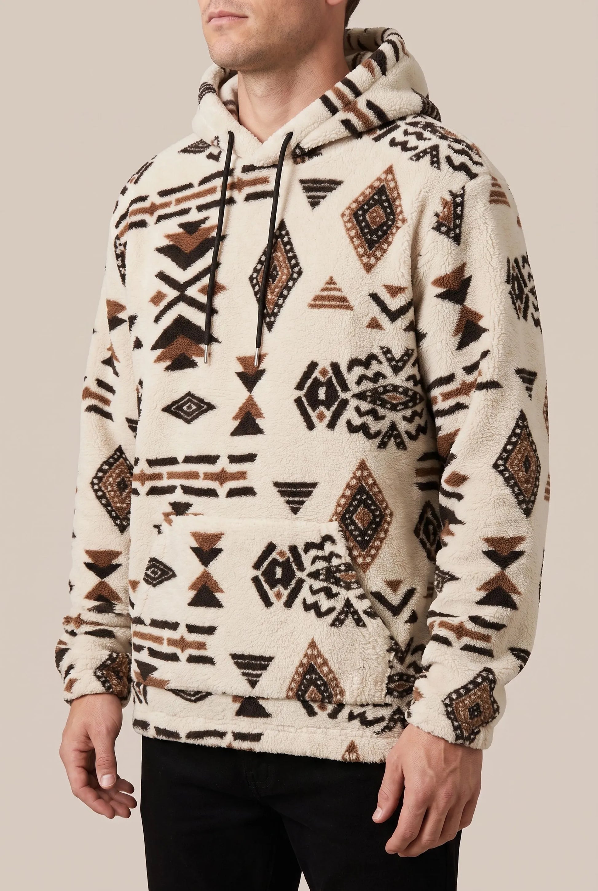 Azteqo | Flauschiger Kapuzenpullover Mit Geometrischem Muster