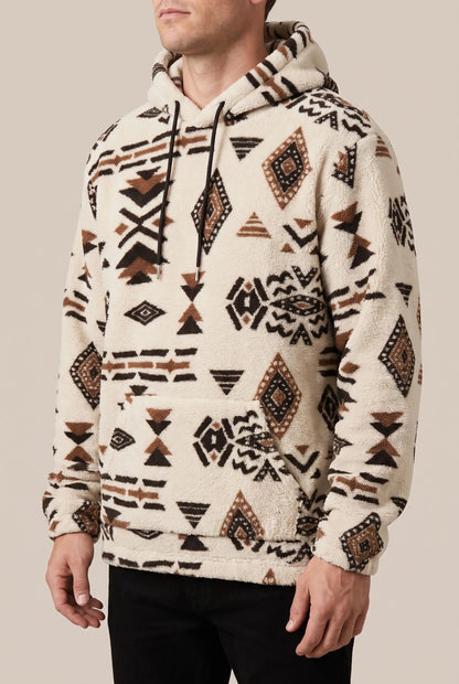 Azteqo | Flauschiger Kapuzenpullover Mit Geometrischem Muster