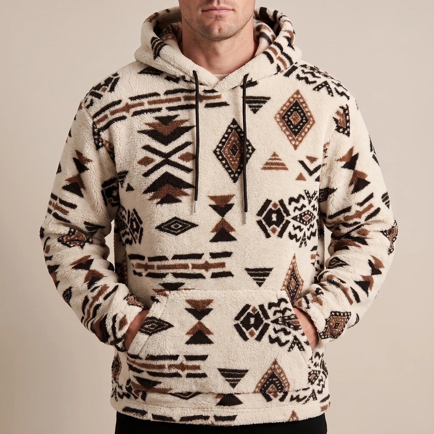 Azteqo | Flauschiger Kapuzenpullover Mit Geometrischem Muster