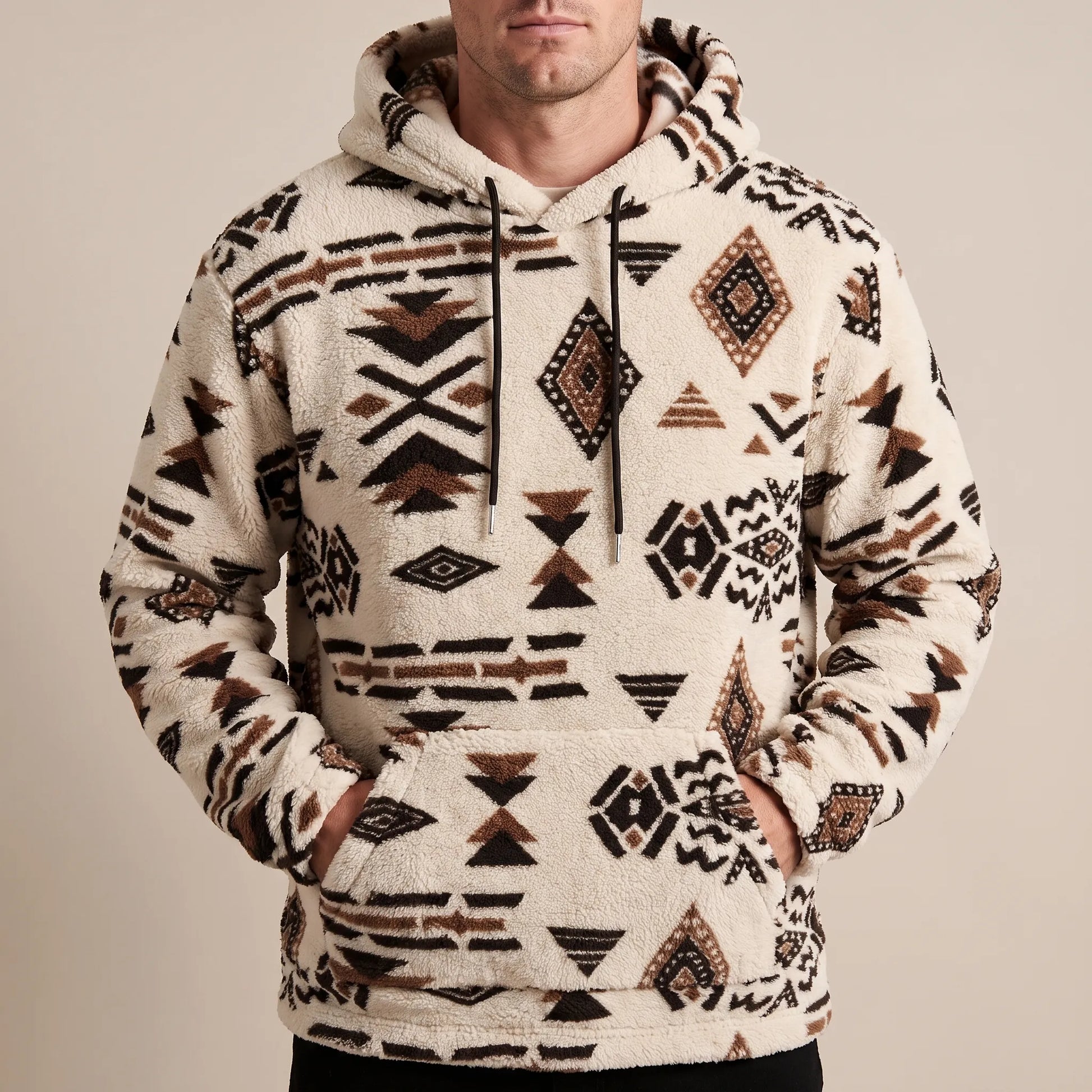 Azteqo | Flauschiger Kapuzenpullover Mit Geometrischem Muster
