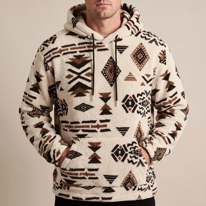 Azteqo | Flauschiger Kapuzenpullover Mit Geometrischem Muster