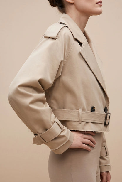 Beigely | Kurzer Trenchcoat Mit Gürtel