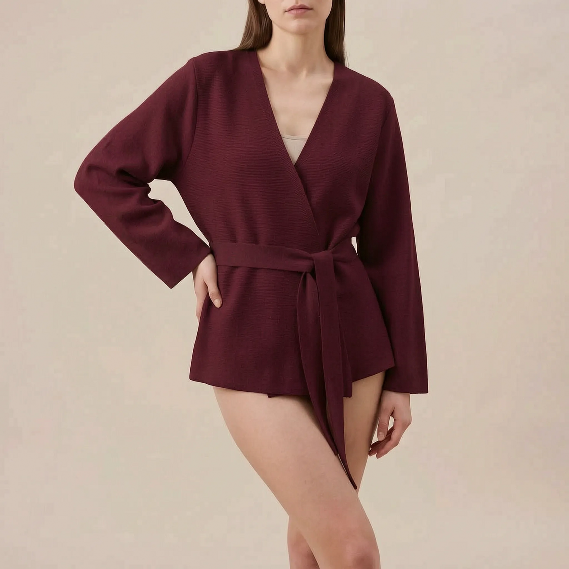 Belthaven | Eleganter Strickblazer Mit Bindegürtel