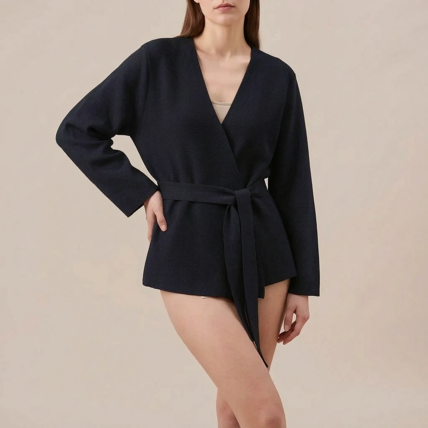 Belthaven | Eleganter Strickblazer Mit Bindegürtel