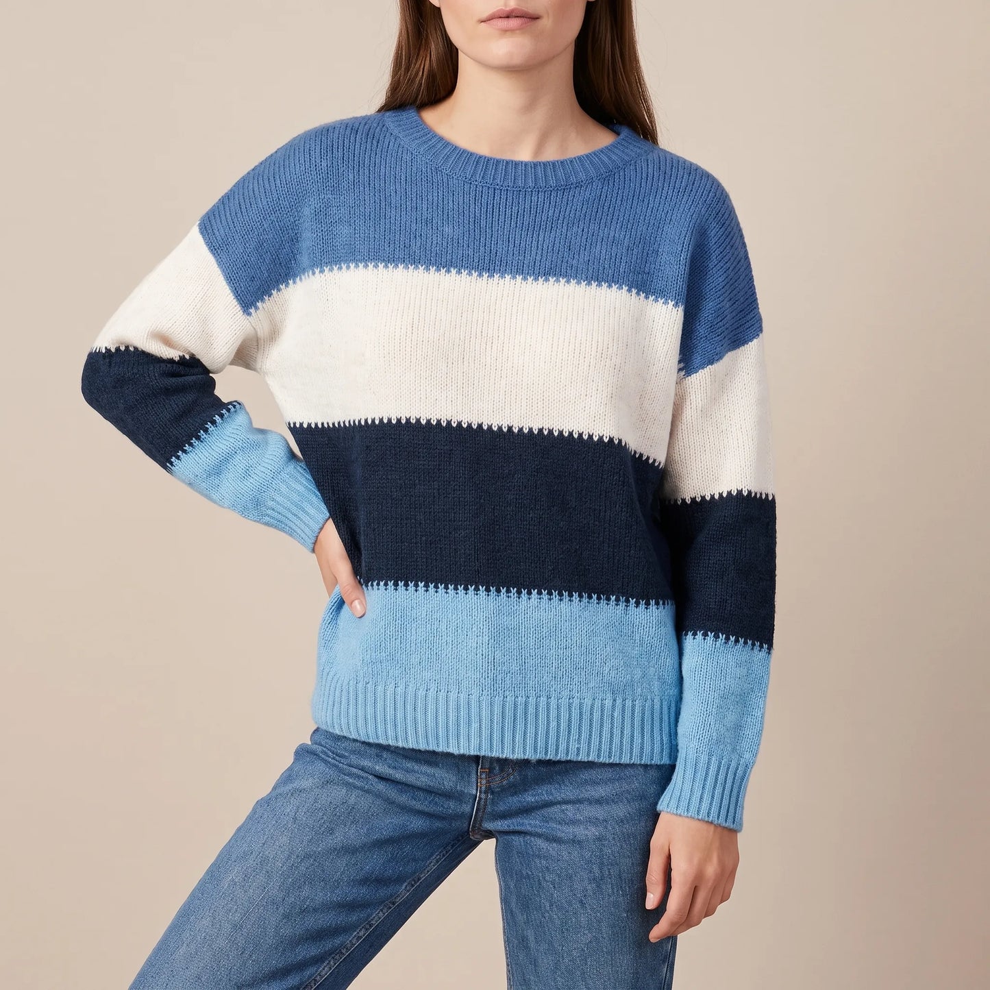 BlockKnit | Gestreifter Oversize Pullover