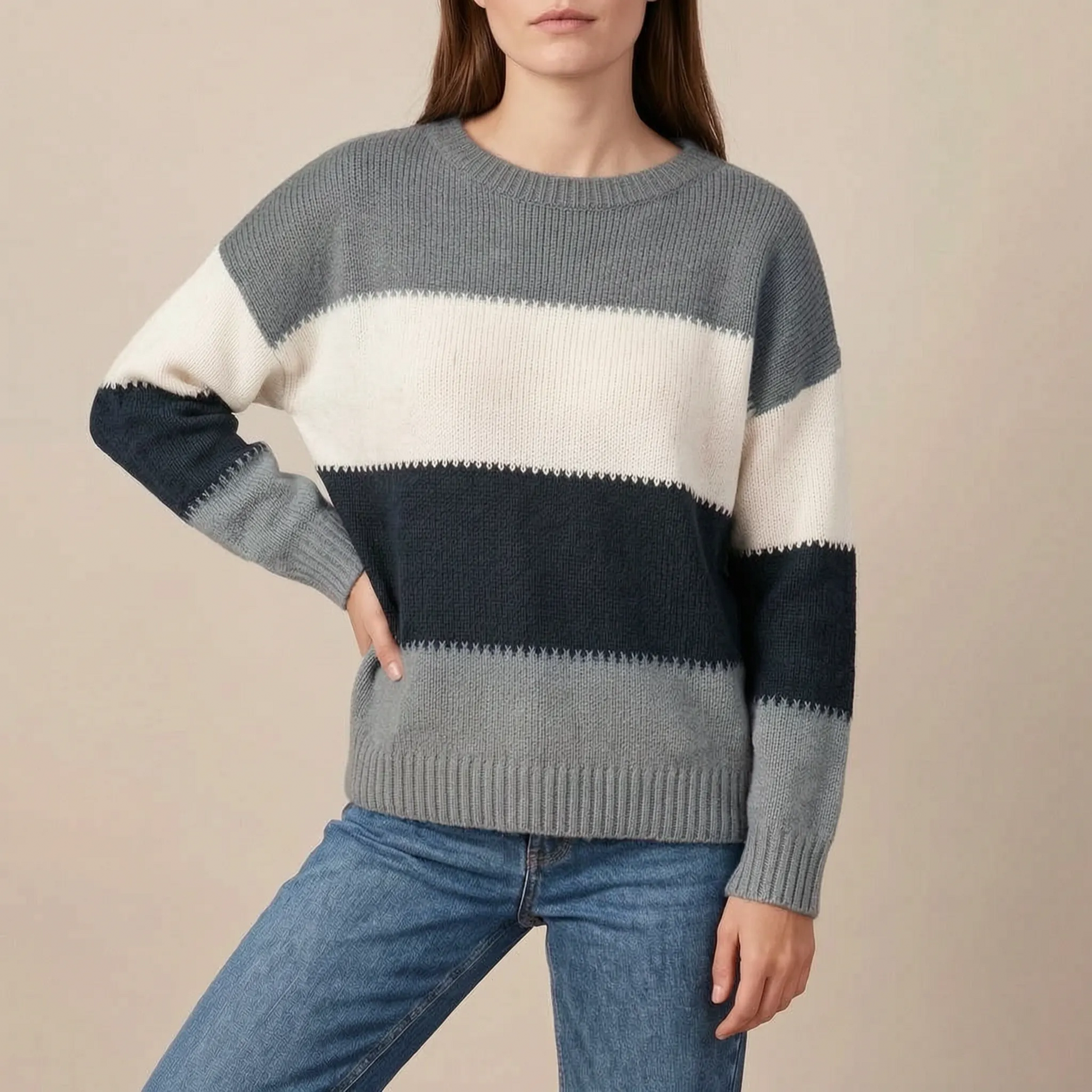 BlockKnit | Gestreifter Oversize Pullover