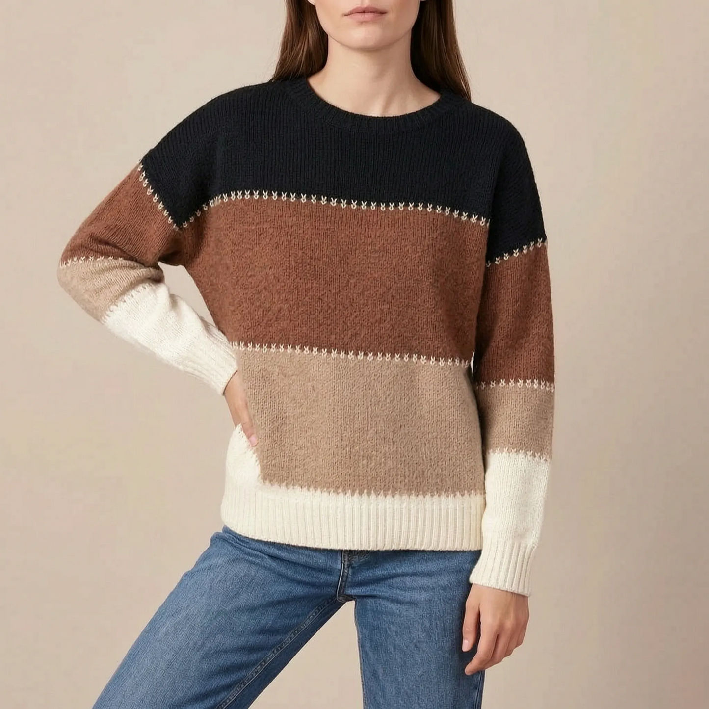 BlockKnit | Gestreifter Oversize Pullover