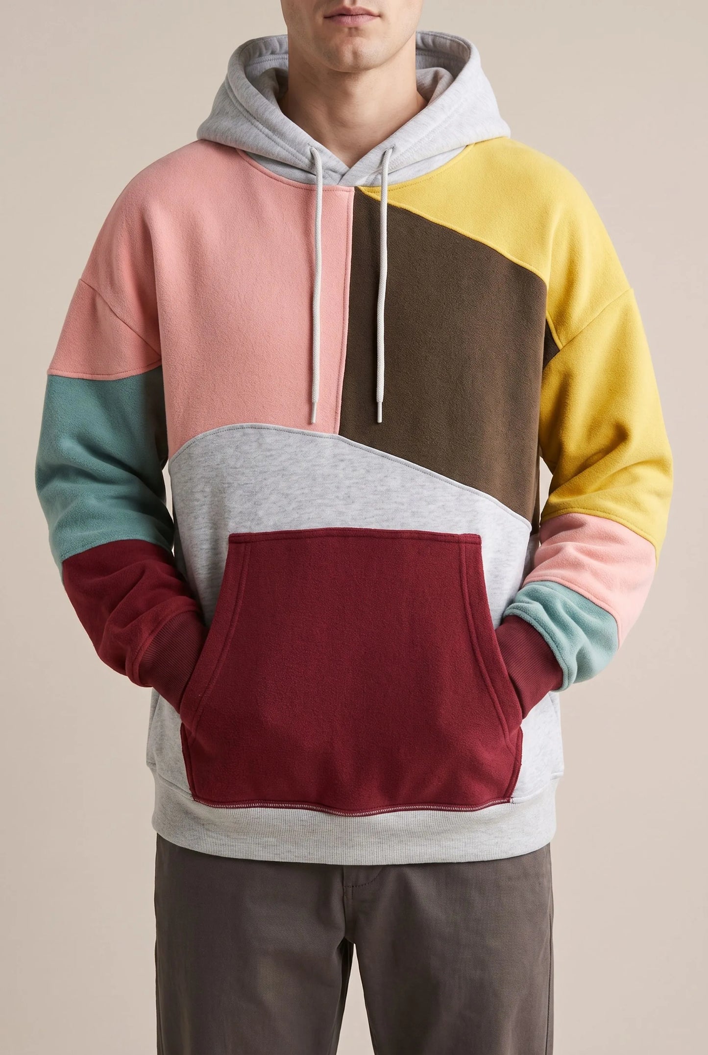 BlockVibe | Locker Geschnittener Color-Block Kapuzenpullover