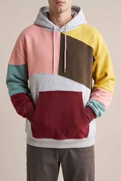 BlockVibe | Locker Geschnittener Color-Block Kapuzenpullover