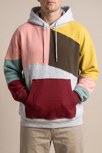 BlockVibe | Locker Geschnittener Color-Block Kapuzenpullover