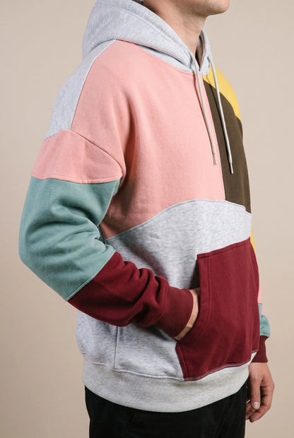 BlockVibe | Locker Geschnittener Color-Block Kapuzenpullover