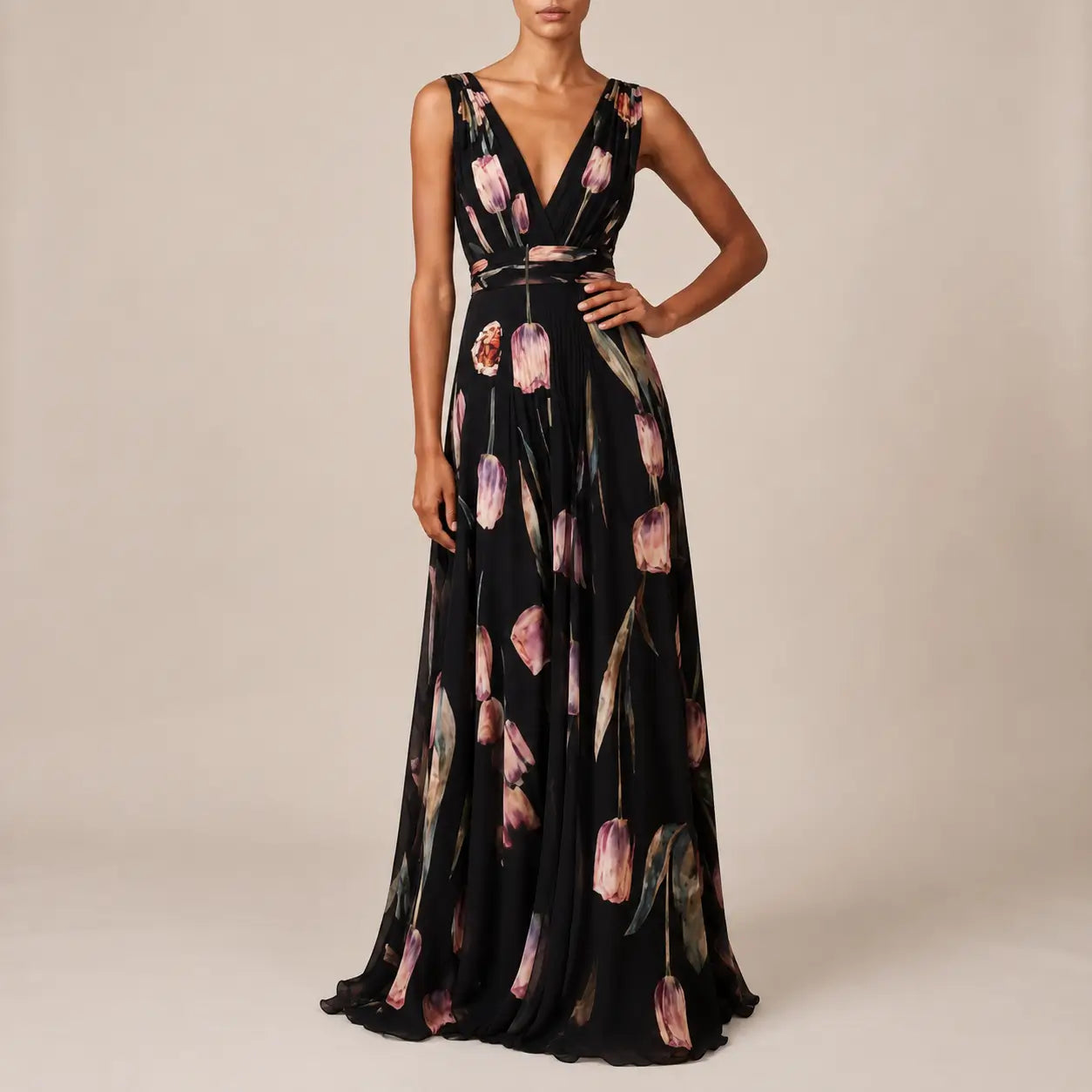 Bloomix | Langes Maxikleid Mit Floralem Tulpenmuster