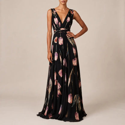 Bloomix | Langes Maxikleid Mit Floralem Tulpenmuster