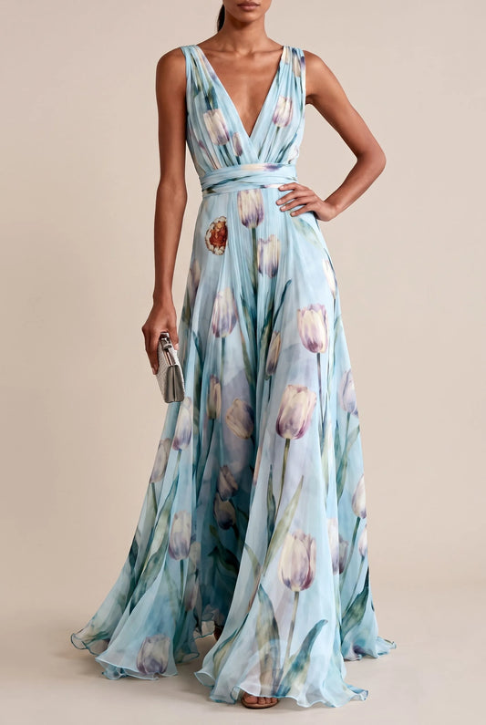 Bloomix | Langes Maxikleid Mit Floralem Tulpenmuster