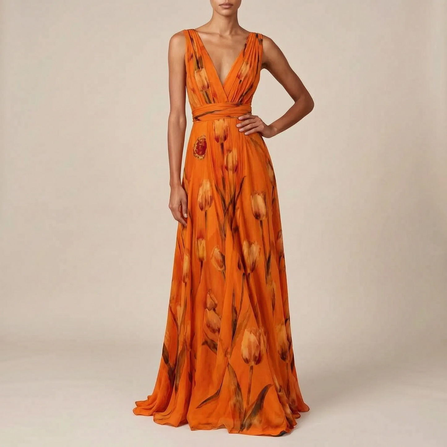 Bloomix | Langes Maxikleid Mit Floralem Tulpenmuster