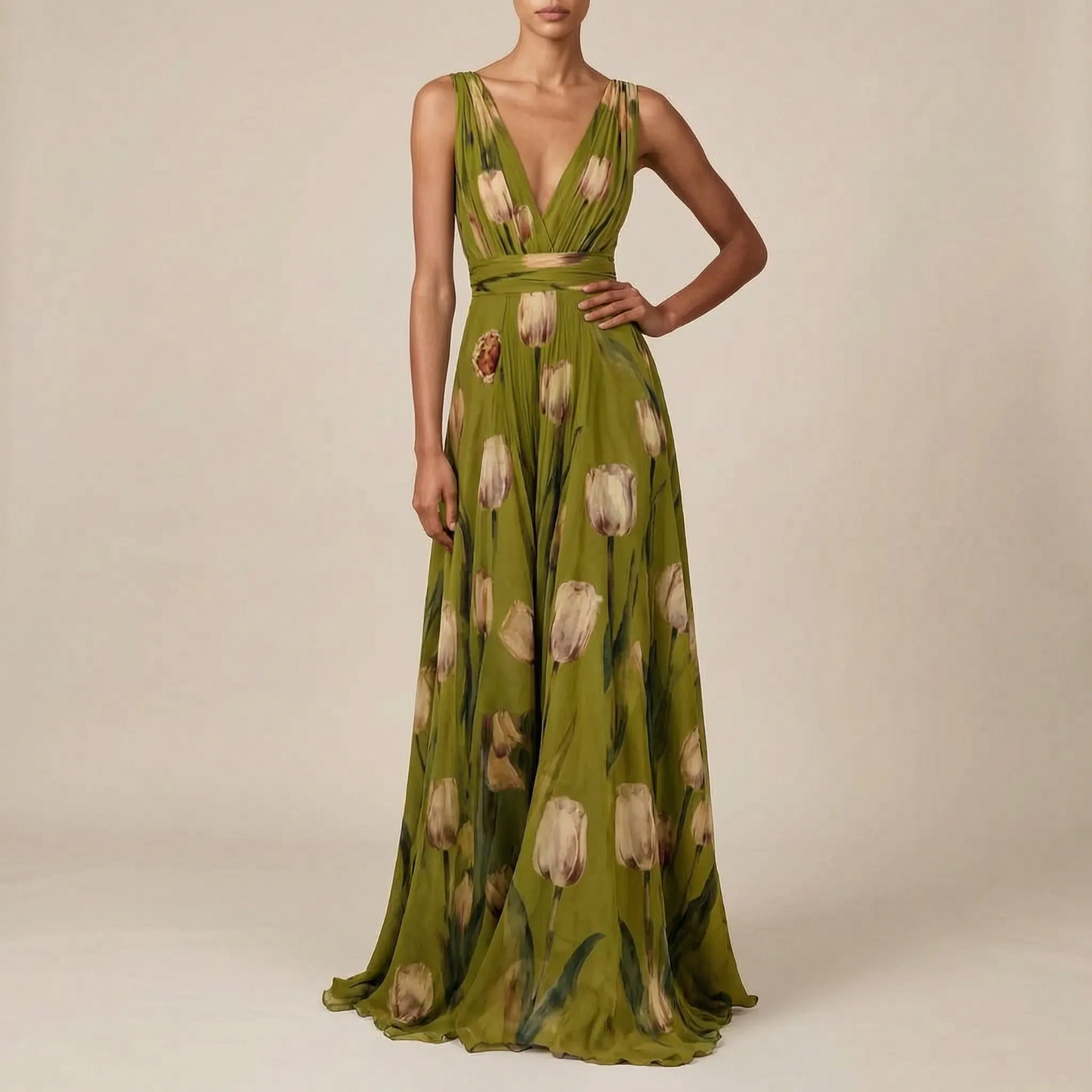 Bloomix | Langes Maxikleid Mit Floralem Tulpenmuster