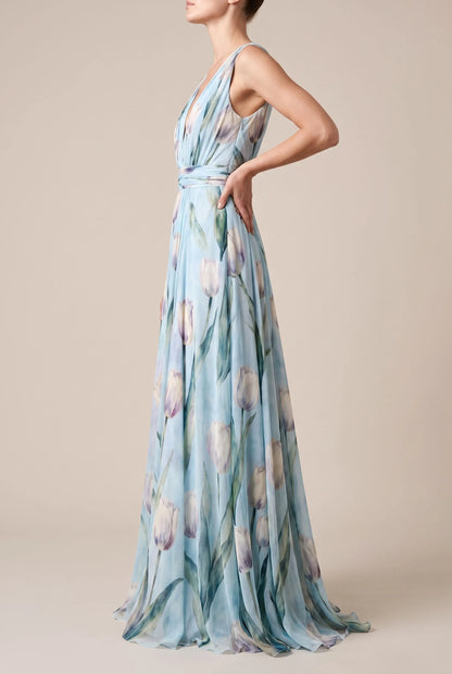 Bloomix | Langes Maxikleid Mit Floralem Tulpenmuster