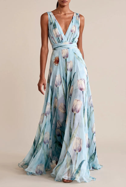 Bloomix | Langes Maxikleid Mit Floralem Tulpenmuster