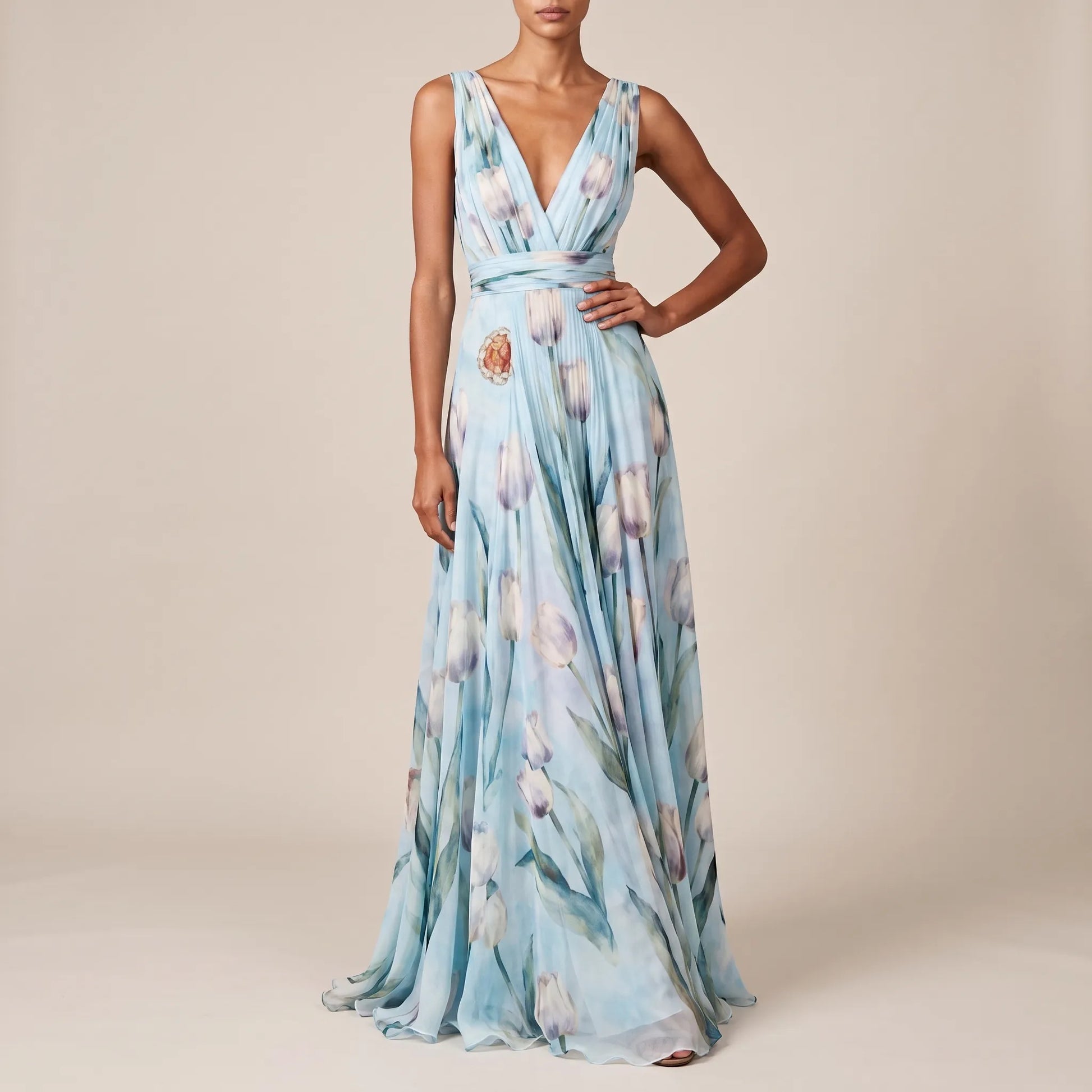 Bloomix | Langes Maxikleid Mit Floralem Tulpenmuster