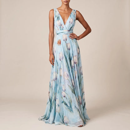 Bloomix | Langes Maxikleid Mit Floralem Tulpenmuster