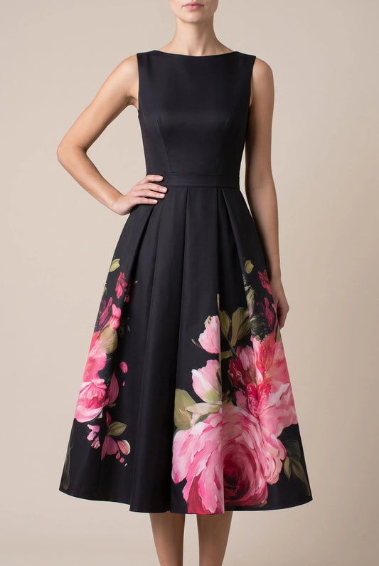 Bloomset | Ärmelloses, Floral Bedrucktes, Festliches Midikleid