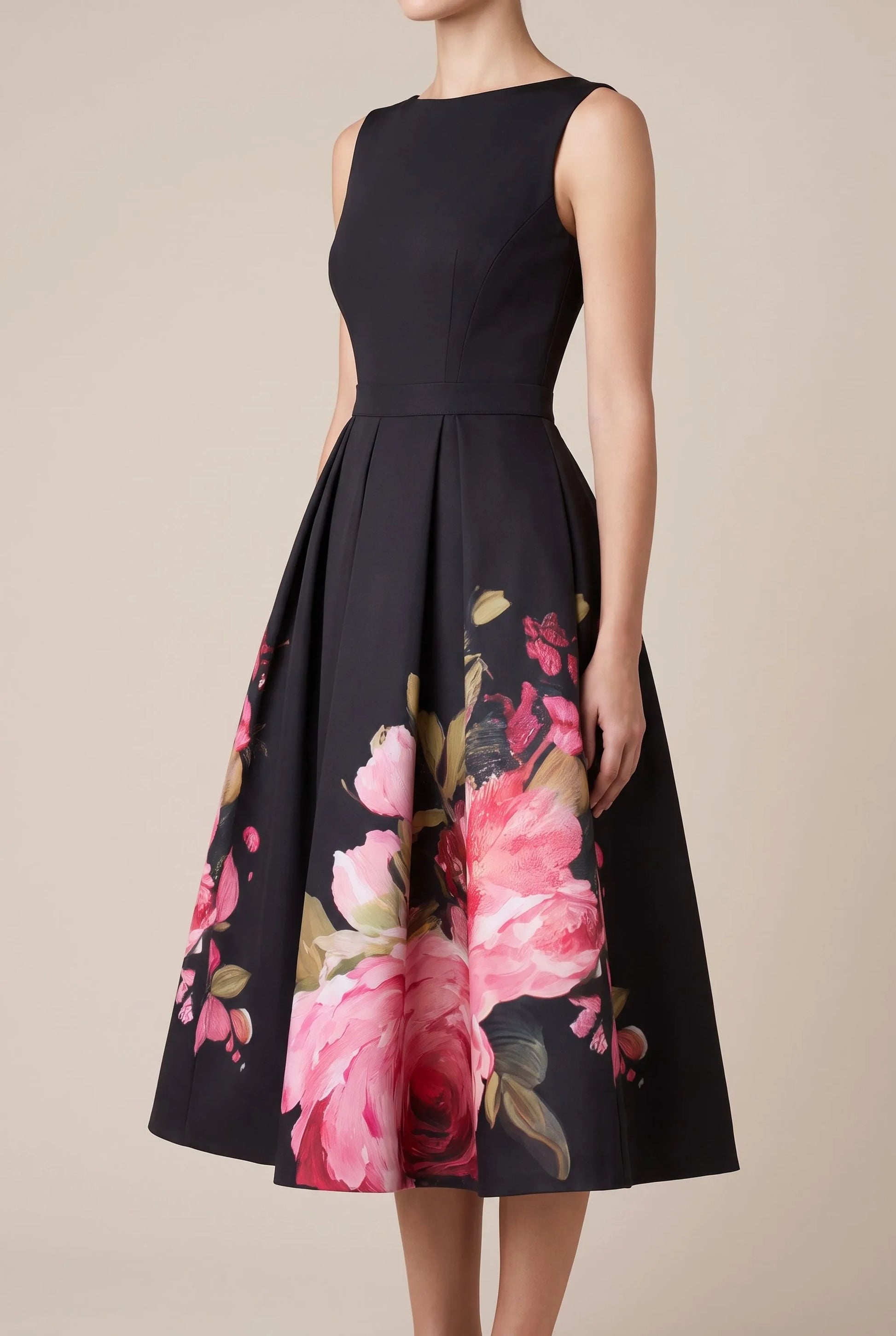 Bloomset | Ärmelloses, Floral Bedrucktes, Festliches Midikleid