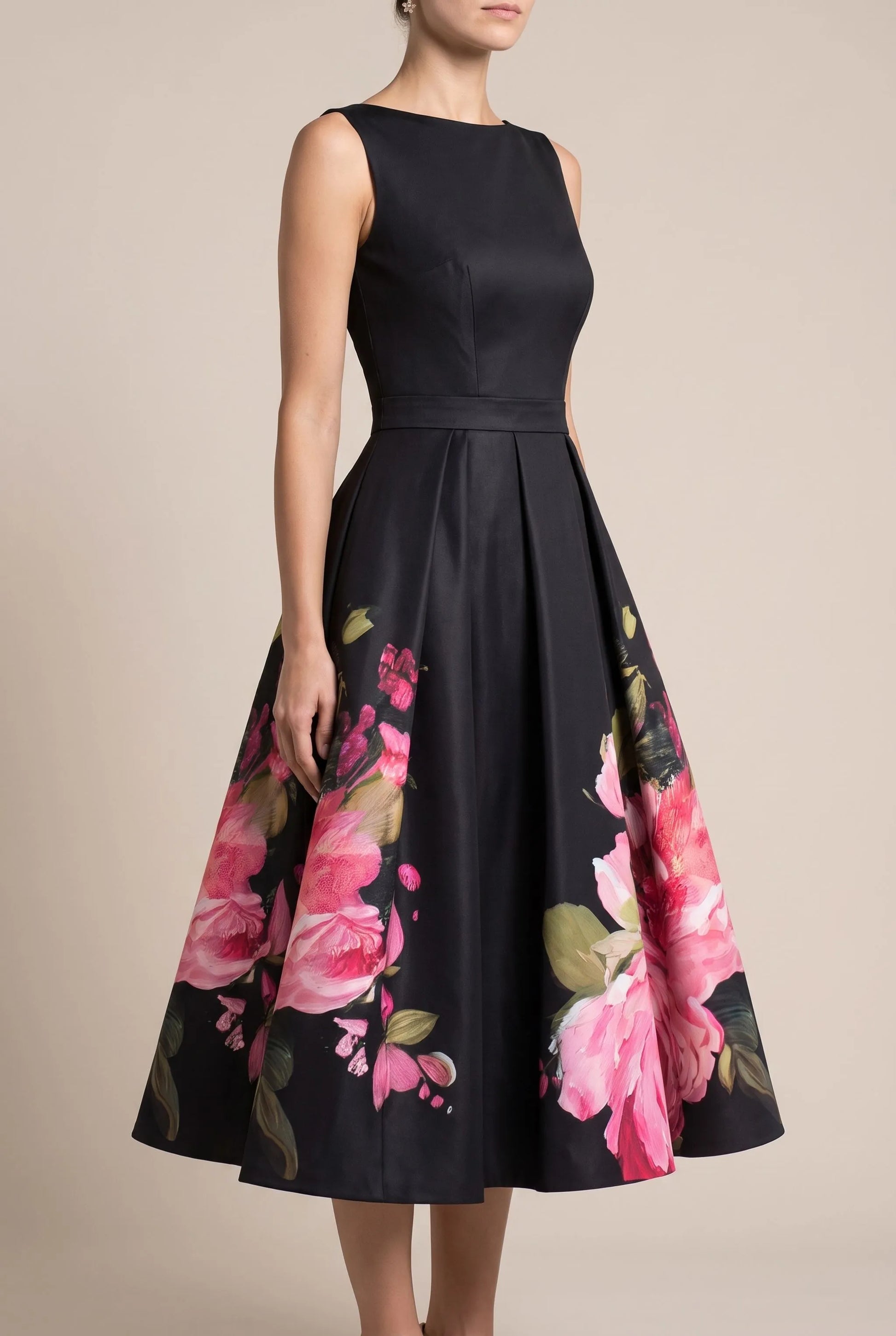 Bloomset | Ärmelloses, Floral Bedrucktes, Festliches Midikleid