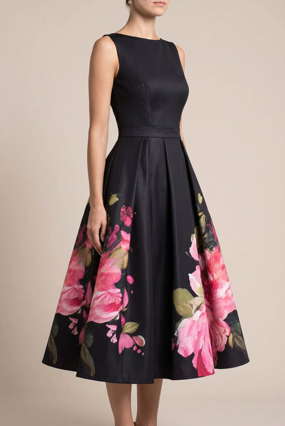Bloomset | Ärmelloses, Floral Bedrucktes, Festliches Midikleid