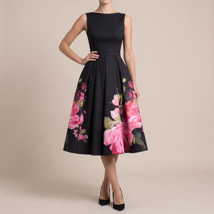 Bloomset | Ärmelloses, Floral Bedrucktes, Festliches Midikleid